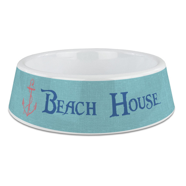 Custom Chic Beach House Plastic Dog Bowl - Large
