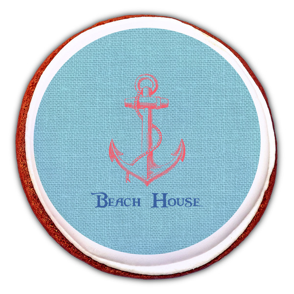 Chic Beach House Printed Icing Circle - Large - On Cookie