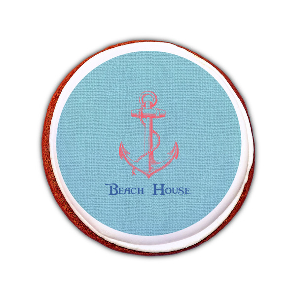 Chic Beach House Printed Icing Circle - Small - On Cookie