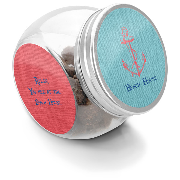 Custom Chic Beach House Puppy Treat Jar