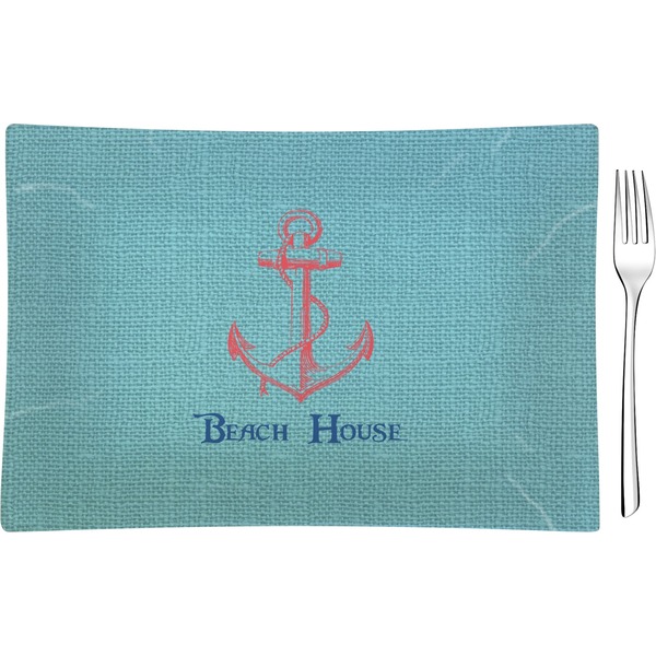 Custom Chic Beach House Glass Rectangular Appetizer / Dessert Plate