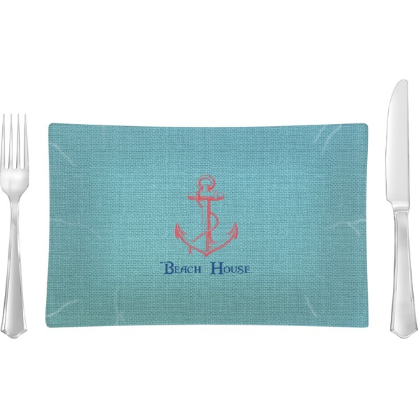 Custom Chic Beach House Rectangular Glass Lunch / Dinner Plate - Single or Set