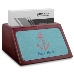 Chic Beach House Red Mahogany Business Card Holder