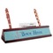 Chic Beach House Red Mahogany Nameplates with Business Card Holder - Angle