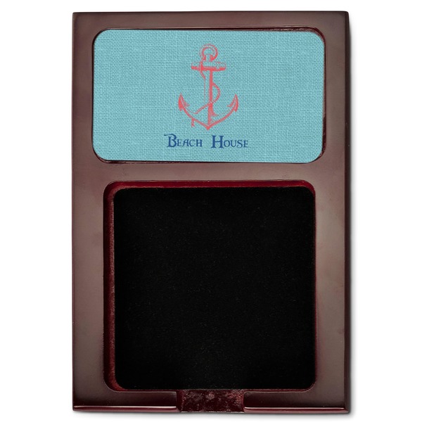 Chic Beach House Red Mahogany Sticky Note Holder - Flat