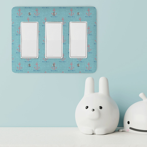 Chic Beach House Rocker Light Switch Covers - Triple - IN CONTEXT
