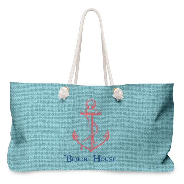 Custom Chic Beach House Large Tote Bag with Rope Handles