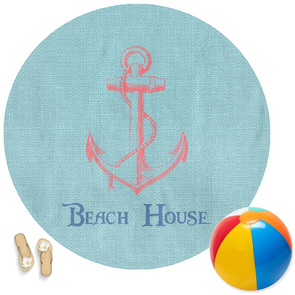 Custom Chic Beach House Round Beach Towel