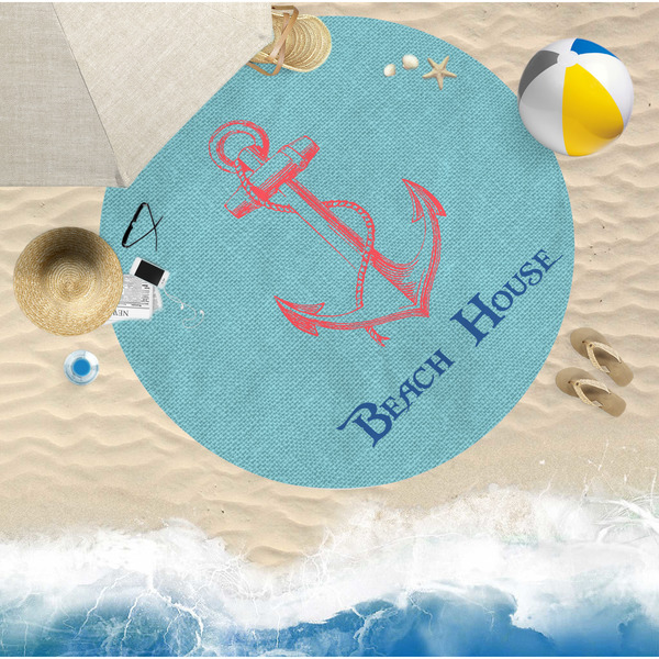 Chic Beach House Round Beach Towel Lifestyle