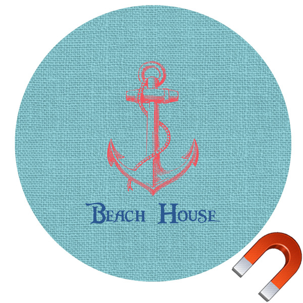 Custom Chic Beach House Round Car Magnet - 6"