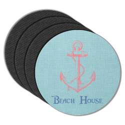 Chic Beach House Round Rubber Backed Coasters - Set of 4