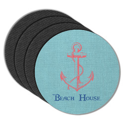 Chic Beach House Round Rubber Backed Coasters - Set of 4