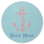 Chic Beach House Round Rubber Backed Coaster