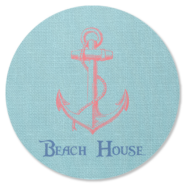 Custom Chic Beach House Round Rubber Backed Coaster