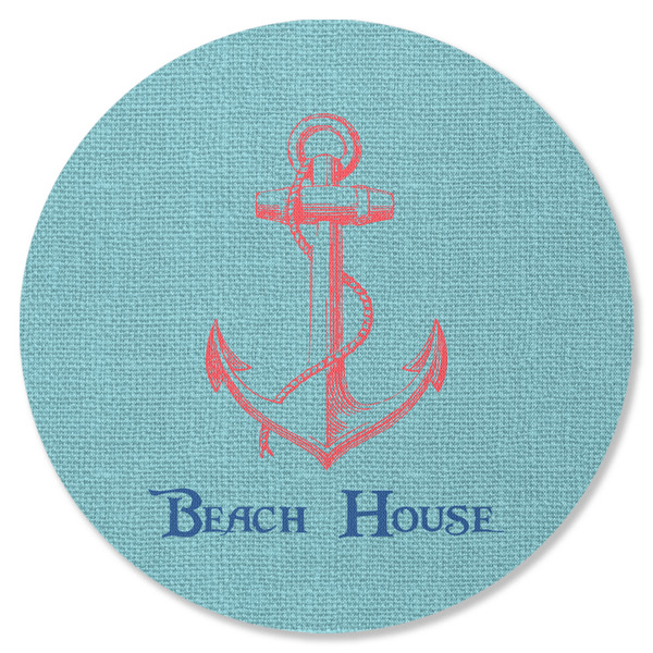 Custom Chic Beach House Round Rubber Backed Coaster