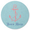 Chic Beach House Round Coaster Rubber Back - Single