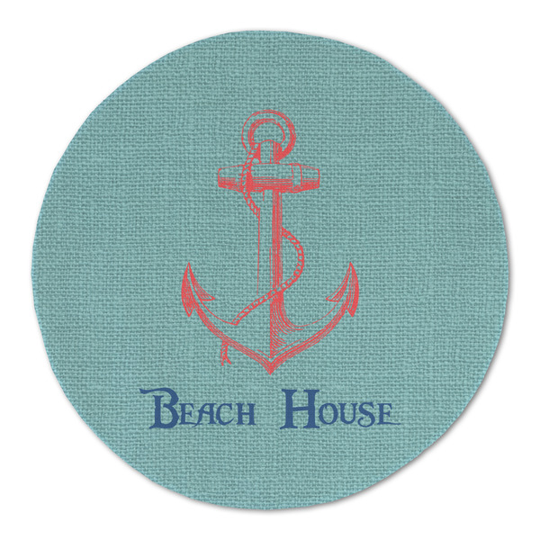 Custom Chic Beach House Round Linen Placemat