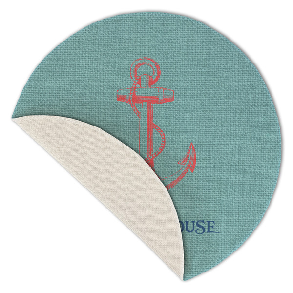 Chic Beach House Round Linen Placemats - Front (folded corner single sided)