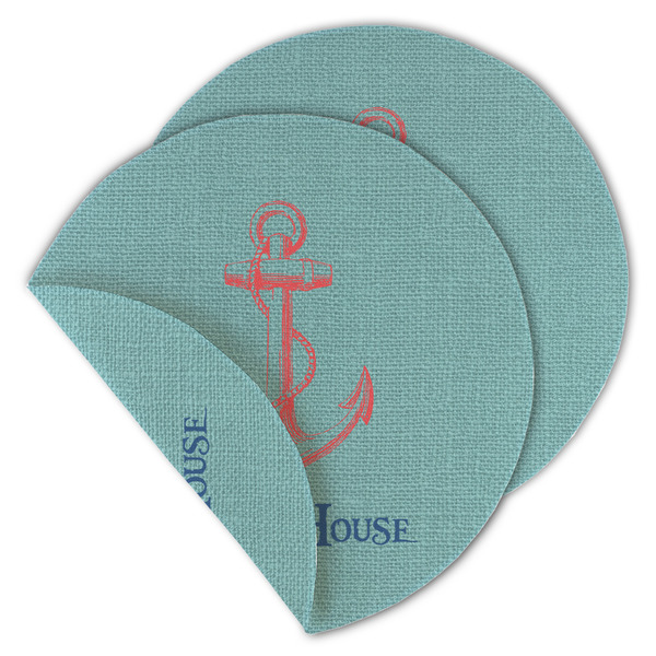 Custom Chic Beach House Round Linen Placemat - Double Sided