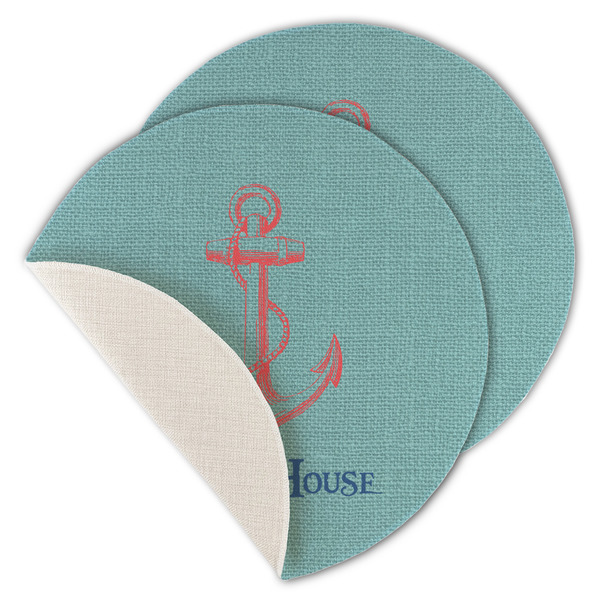 Custom Chic Beach House Round Linen Placemat - Single Sided - Set of 4
