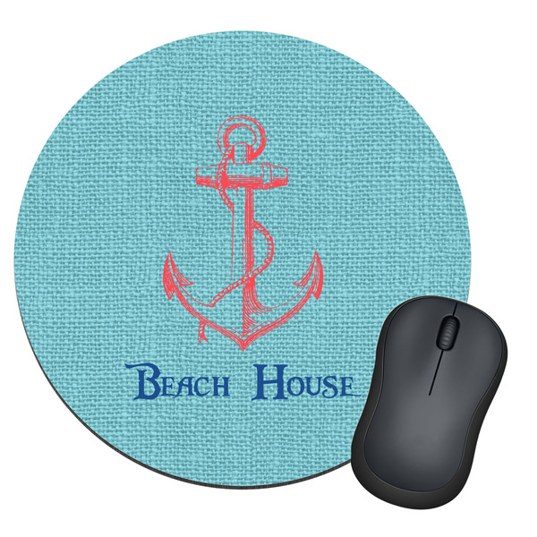 Custom Chic Beach House Round Mouse Pad