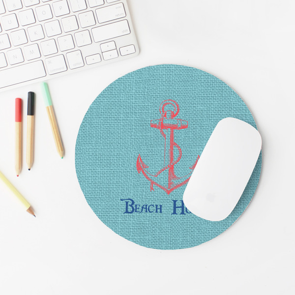 Chic Beach House Round Mousepad - LIFESTYLE 2