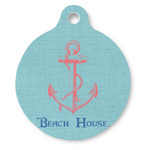 Chic Beach House Round Pet ID Tag - Large