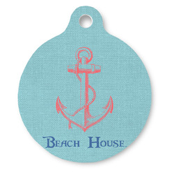 Chic Beach House Round Pet ID Tag