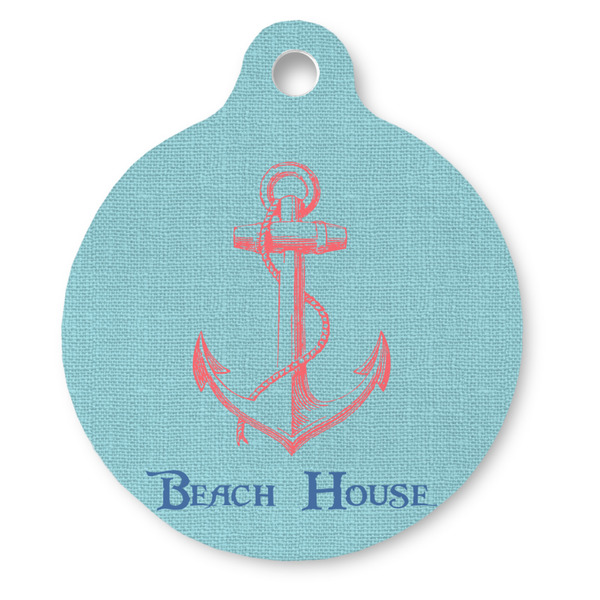 Custom Chic Beach House Round Pet ID Tag - Large