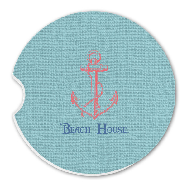 Chic Beach House Sandstone Car Coaster - Single