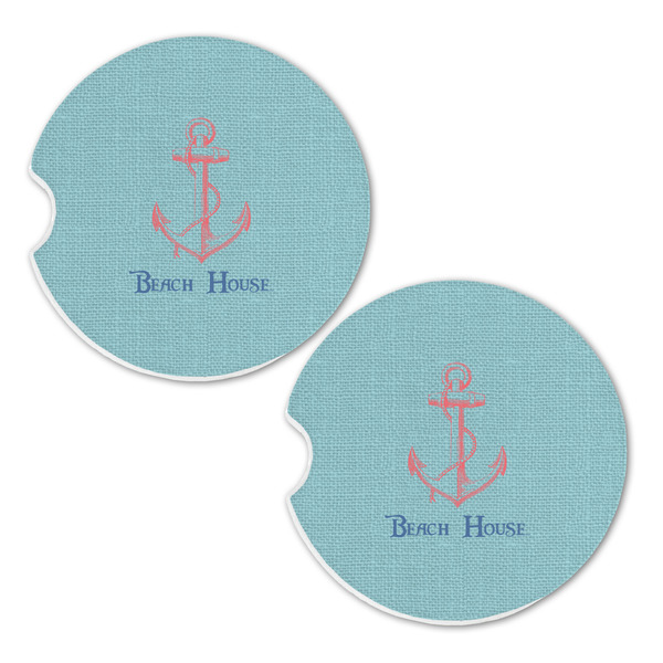 Chic Beach House Sandstone Car Coasters - Set of 2
