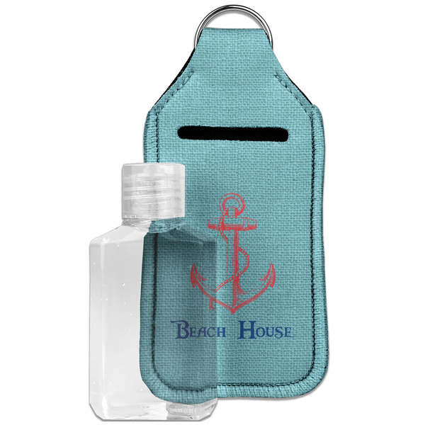 Custom Chic Beach House Hand Sanitizer & Keychain Holder - Large