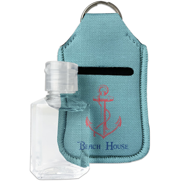 Custom Chic Beach House Hand Sanitizer & Keychain Holder - Small