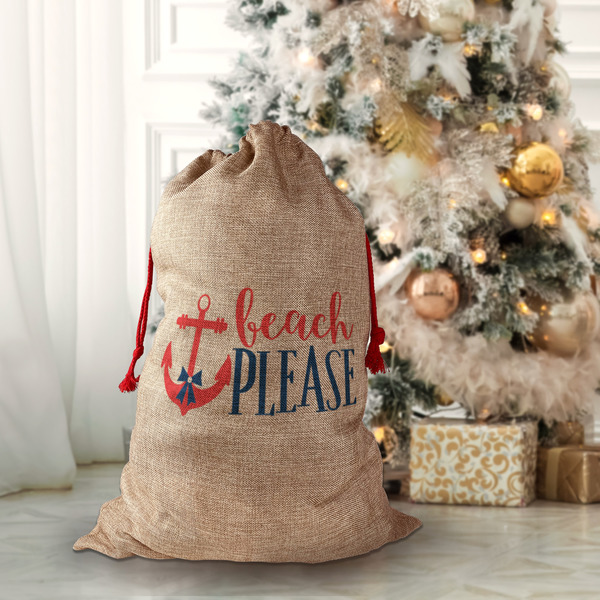 Chic Beach House Santa Bag - Front (stuffed)
