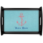 Chic Beach House Black Wooden Tray - Small
