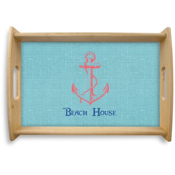 Custom Chic Beach House Natural Wooden Tray - Small