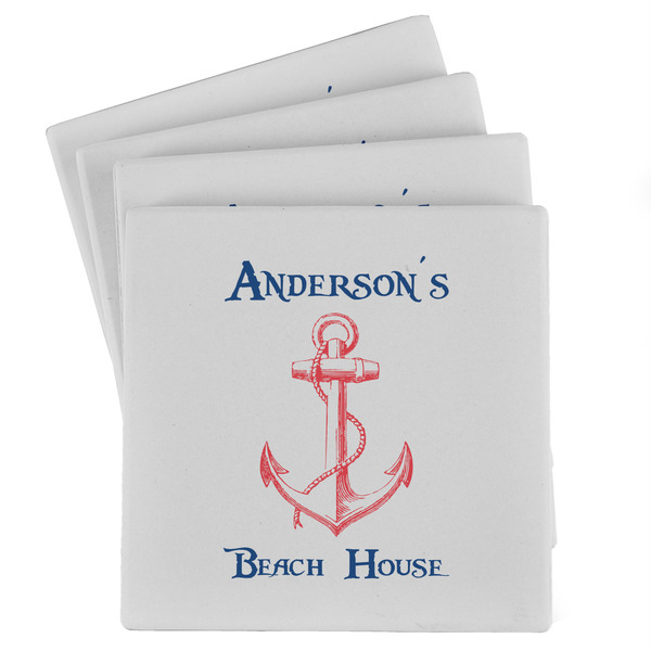 Custom Chic Beach House Absorbent Stone Coasters - Set of 4