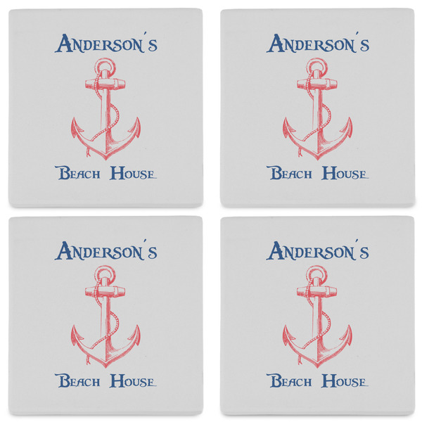 Chic Beach House Set of 4 Sandstone Coasters - See All 4 View