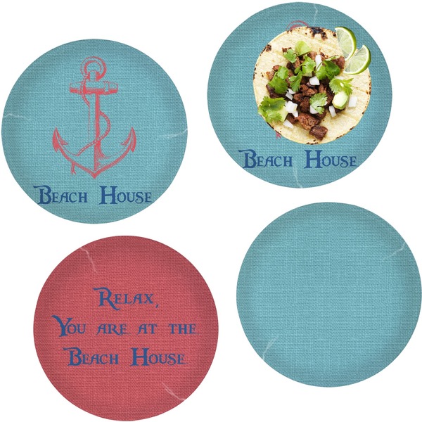 Custom Chic Beach House Set of 4 Glass Lunch / Dinner Plate 10"