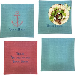 Chic Beach House Set of 4 Glass Square Lunch / Dinner Plate 9.5"