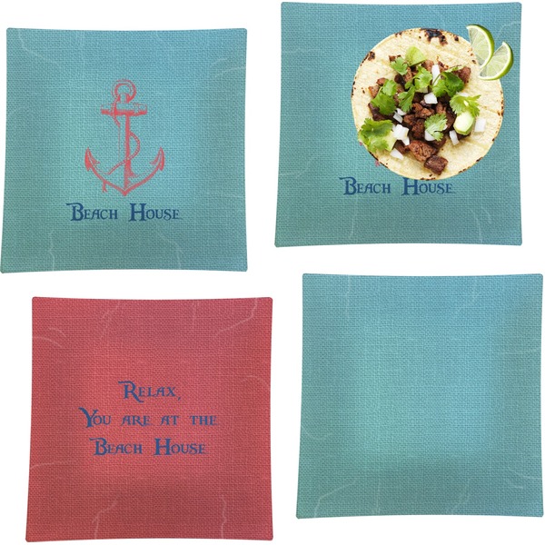 Chic Beach House Set of Square Dinner Plates