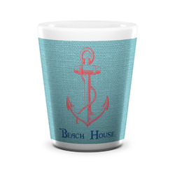 Chic Beach House Ceramic Shot Glass - 1.5 oz - White - Set of 4