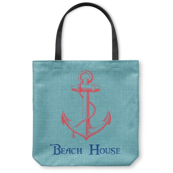 Custom Chic Beach House Canvas Tote Bag - Medium - 16"x16"