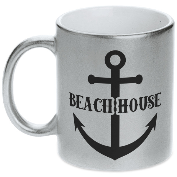 Custom Chic Beach House Metallic Silver Mug