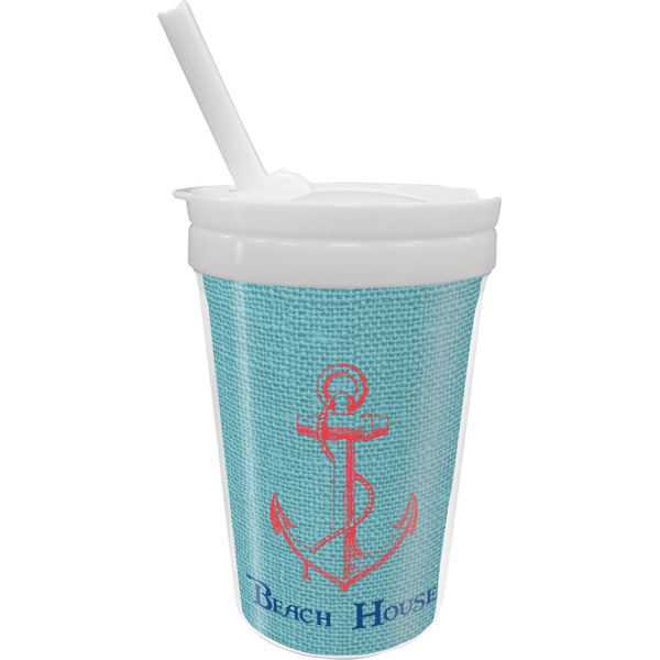 Custom Chic Beach House Sippy Cup with Straw