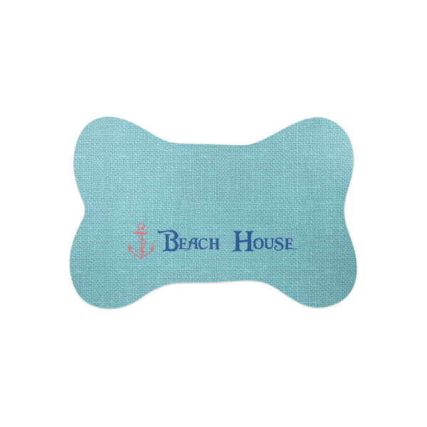 Custom Chic Beach House Bone Shaped Dog Food Mat (Small)
