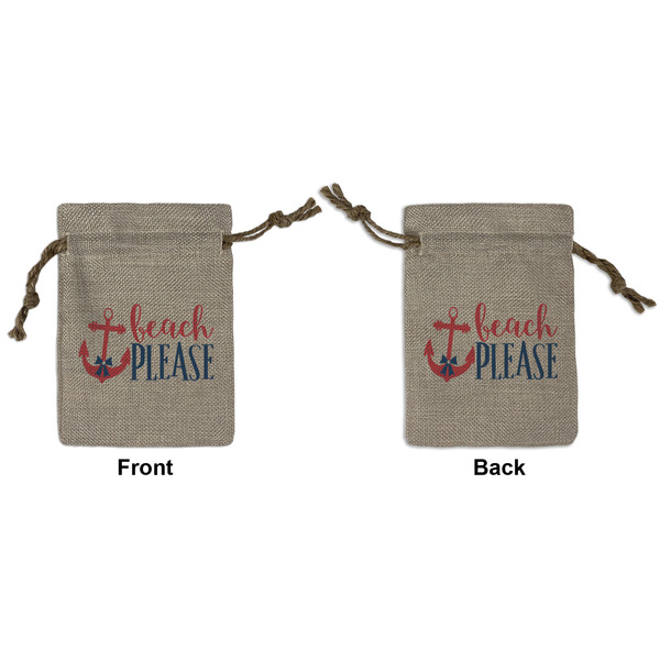 Custom Chic Beach House Small Burlap Gift Bag - Front & Back
