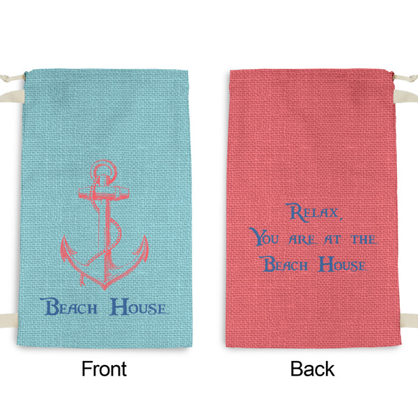 Chic Beach House Small Laundry Bag - Front & Back View