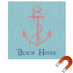 Chic Beach House Square Car Magnet - 10"
