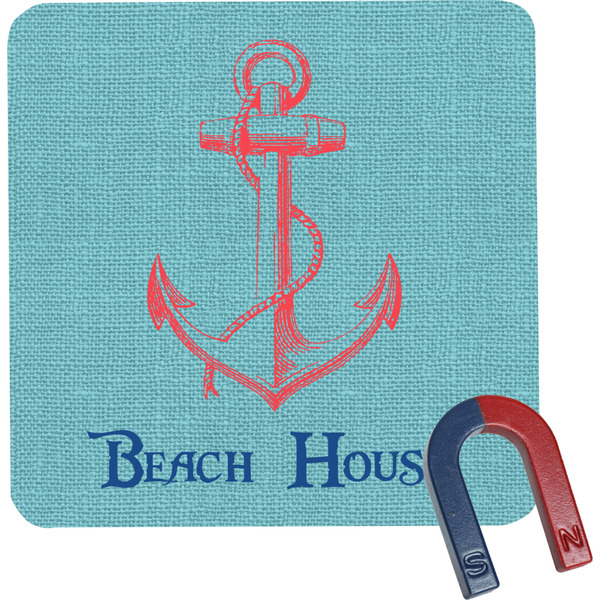 Custom Chic Beach House Square Fridge Magnet